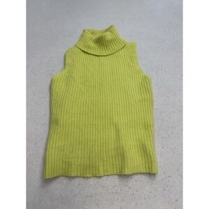 Airport Sweater Vest Women's Large Green Angora Knit Turtleneck Sleeveless